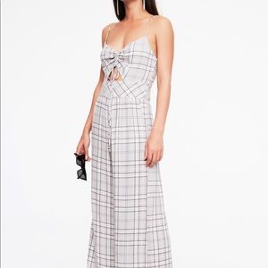 Nordstrom AFRM soft grey plaid long jumpsuit